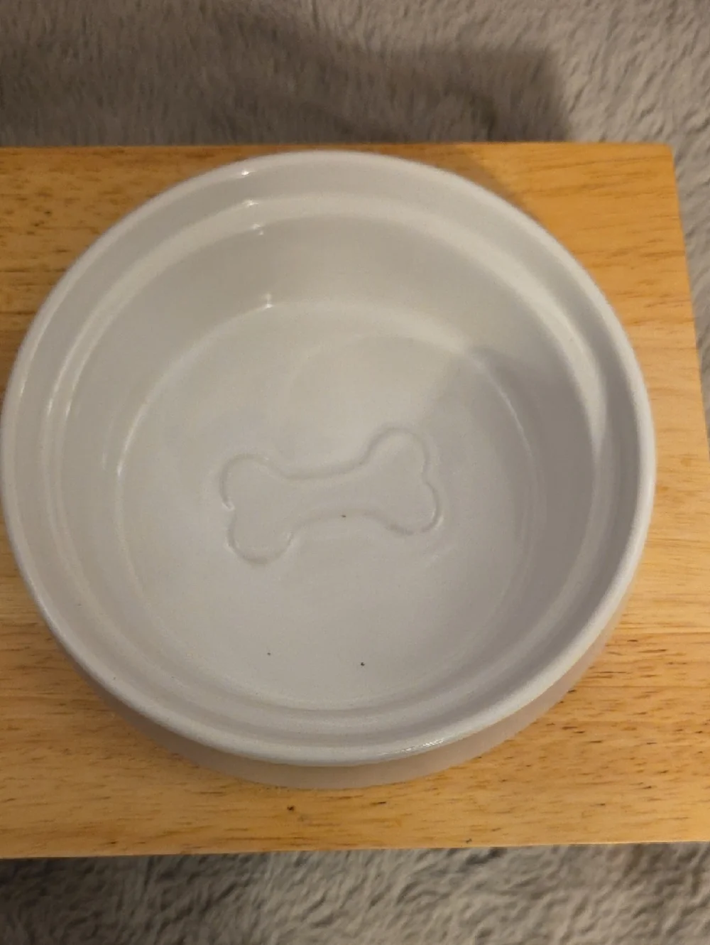 Wooden Elevated Double Dog Bowl Stand with White Ceramic Bowls